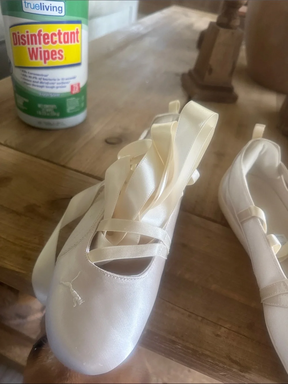 Puma Girls Cream Ballet-Inspired Sneakers with Elastic Straps